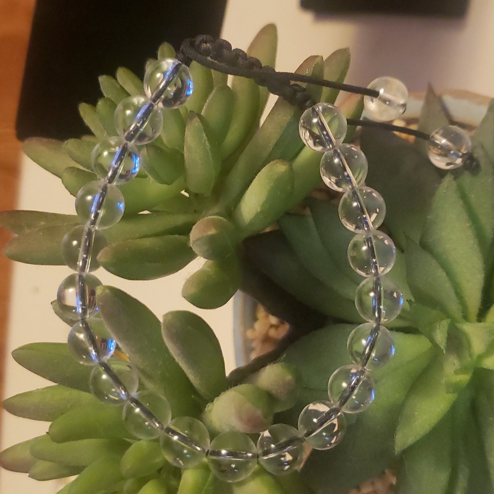 Crystal clear quartz slip-on bracelet